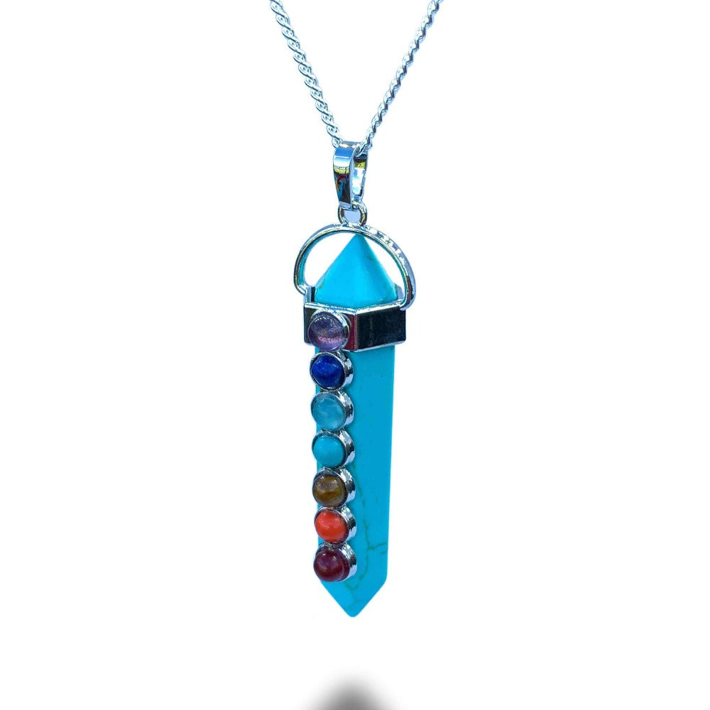   Blue-Turquoise-Quartz-Double-Point-Chakra-Necklace - Magic Crystals