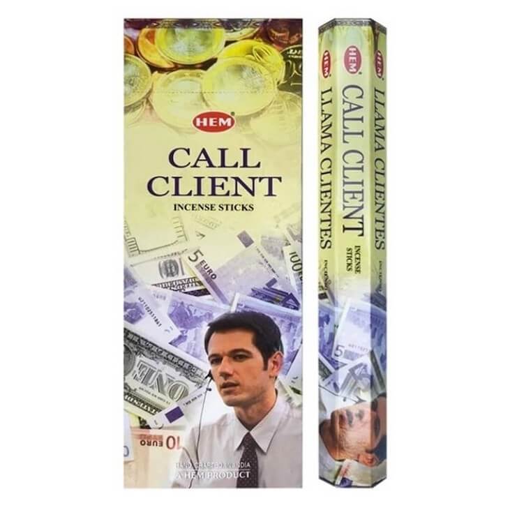 Call Clients Incense Sticks Natural Essence - Llama Clientes Incienso at Magic Crystals. Origin: India Each box comes in 6 tubes of 20 sticks each. HEM is world famous for its traditional incense made from select woods, resins, florals and fine essential oils.