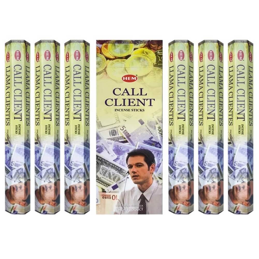 Call Clients Incense Sticks Natural Essence - Llama Clientes Incienso at Magic Crystals. Origin: India Each box comes in 6 tubes of 20 sticks each. HEM is world famous for its traditional incense made from select woods, resins, florals and fine essential oils.