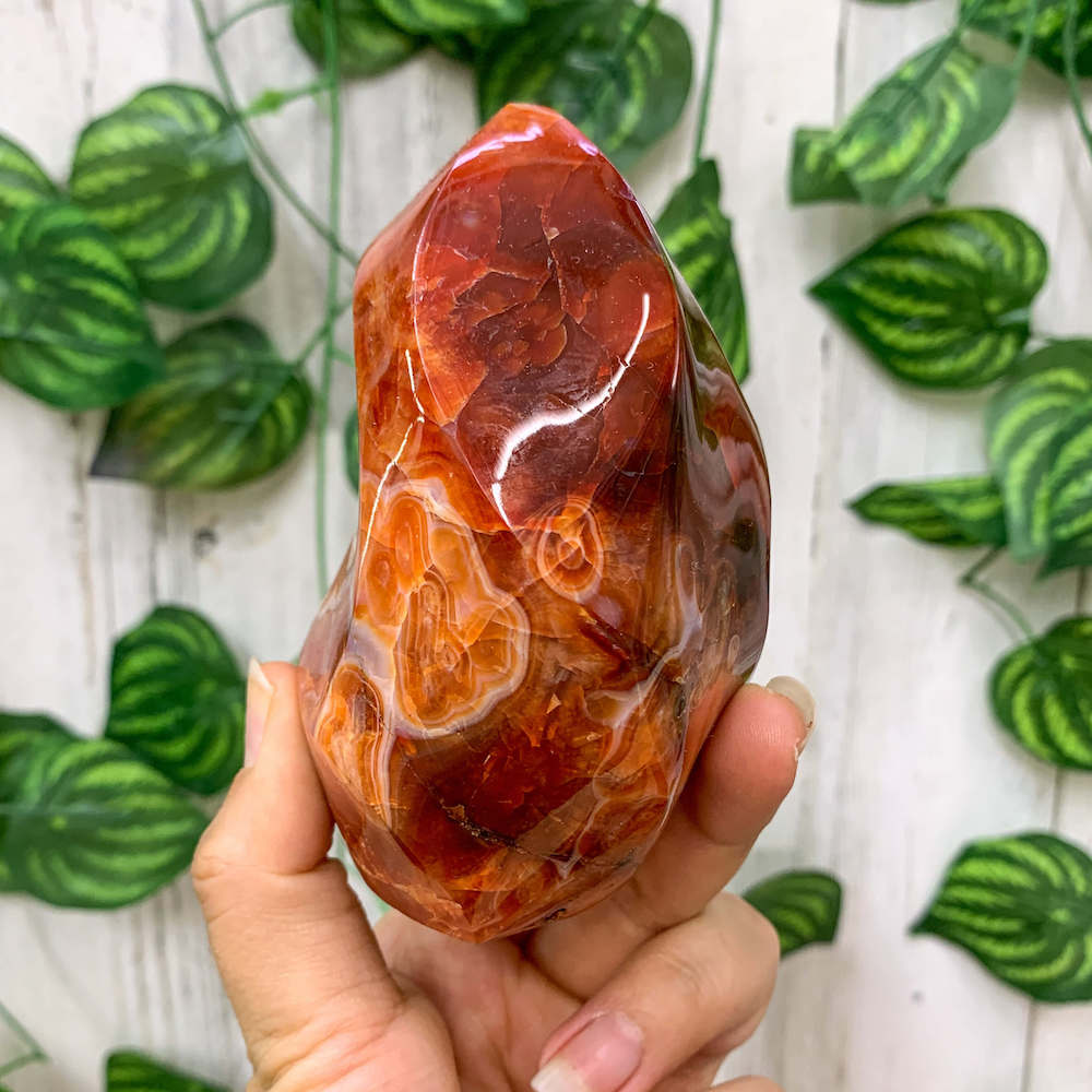 Looking for genuine and stunning Carnelian Crystal Flame? Shop at Magic Crystals for polished cut base carnelian. We only carry 'AAA' Quality Carnelian from India and Madagascar. Red Crystal - B - Tower for reiki Healing. Free Standing Crystal, Beautiful Display Crystal with FREE SHIPPING AVAILABLE.