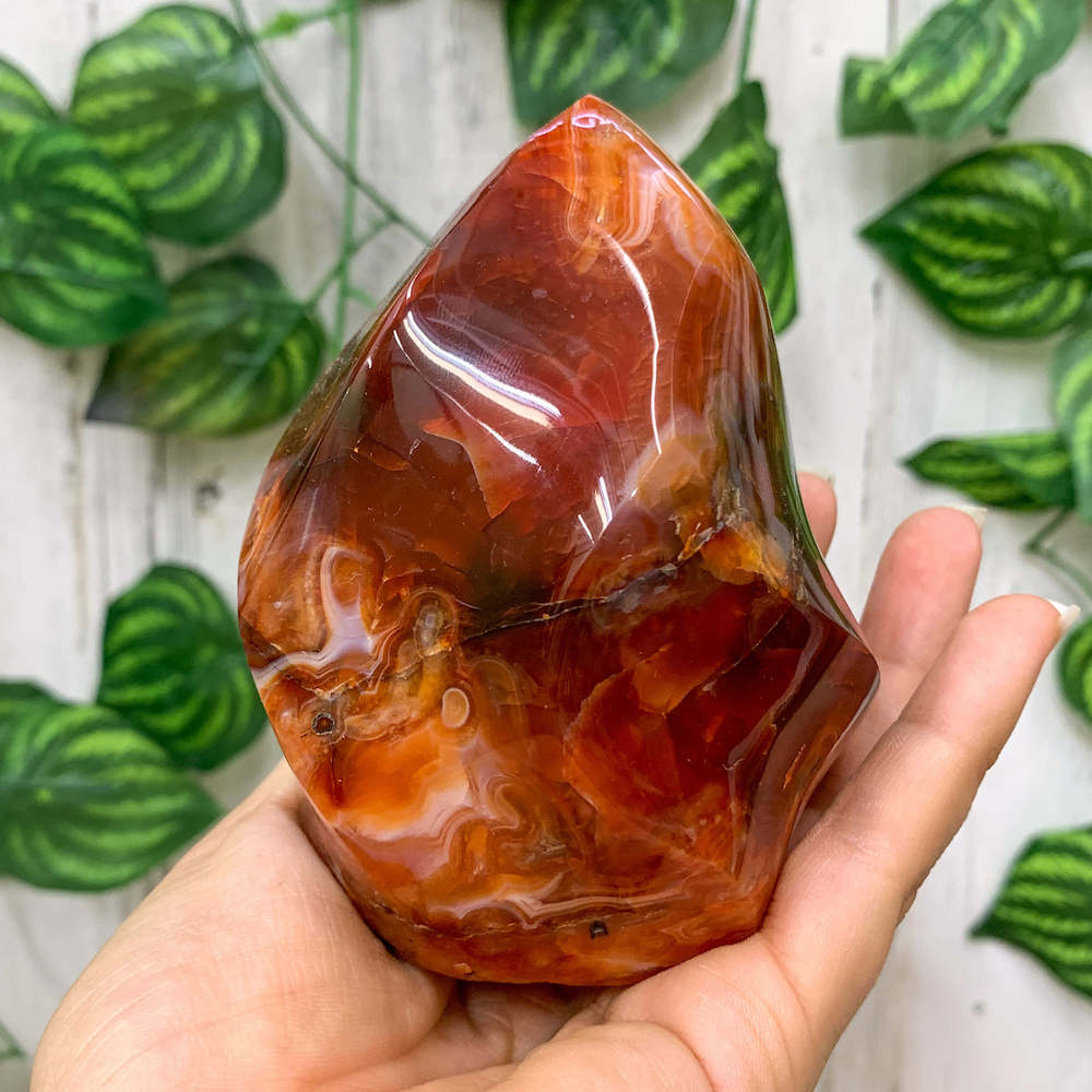 Looking for genuine and stunning Carnelian Crystal Flame? Shop at Magic Crystals for polished cut base carnelian. We only carry 'AAA' Quality Carnelian from India and Madagascar. Red Crystal - B - Tower for reiki Healing. Free Standing Crystal, Beautiful Display Crystal with FREE SHIPPING AVAILABLE.