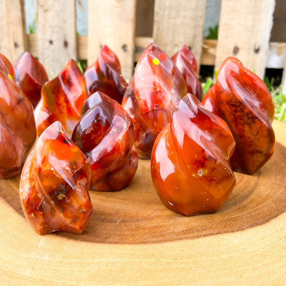 Looking for genuine and stunning Carnelian Crystal Flame? Shop at Magic Crystals for polished cut base carnelian. We only carry 'AAA' Quality Carnelian from India and Madagascar. Red Crystal Tower for reiki Healing. Free Standing Crystal, Beautiful Display Crystal with FREE SHIPPING AVAILABLE.