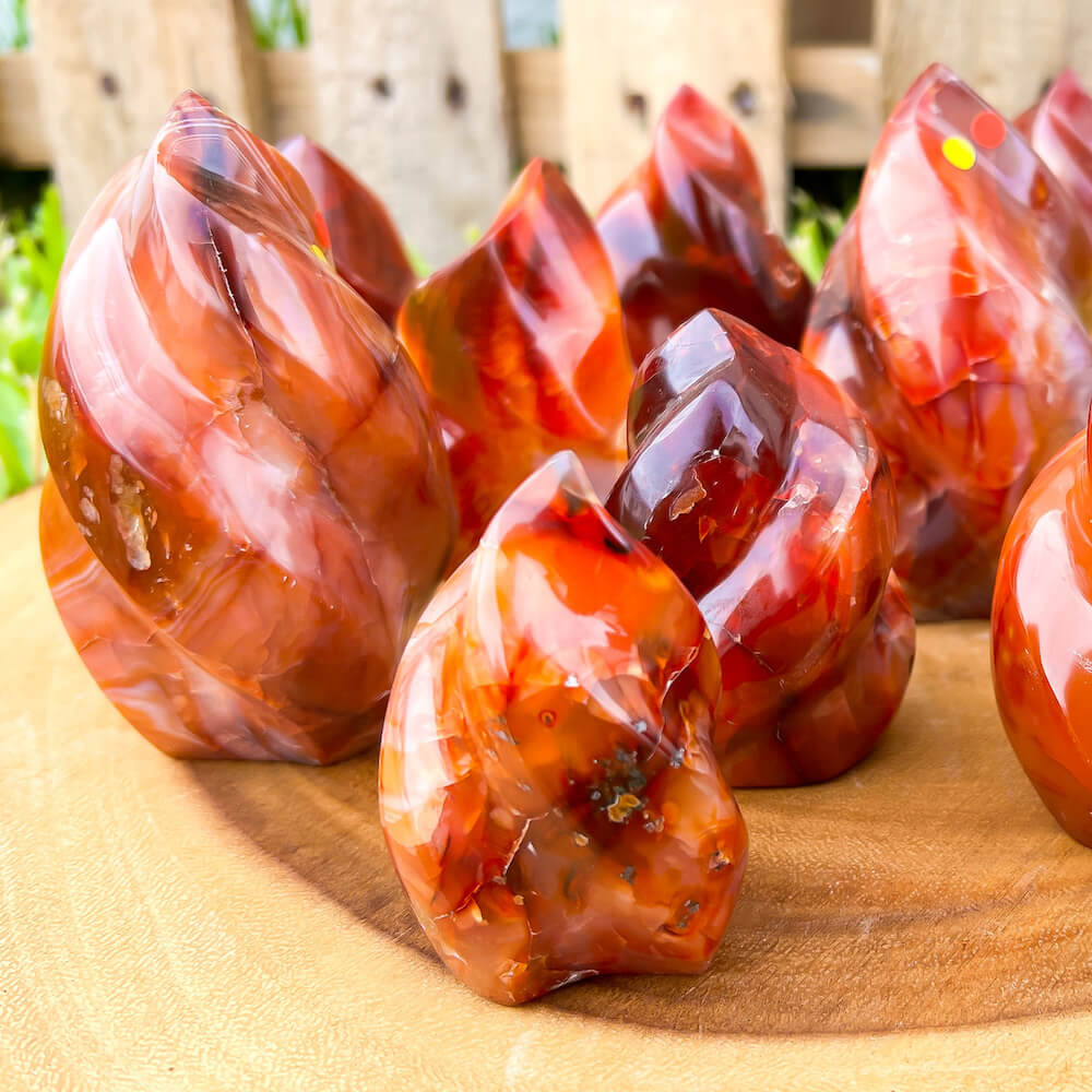 Looking for genuine and stunning Carnelian Crystal Flame? Shop at Magic Crystals for polished cut base carnelian. We only carry 'AAA' Quality Carnelian from India and Madagascar. Red Crystal Tower for reiki Healing. Free Standing Crystal, Beautiful Display Crystal with FREE SHIPPING AVAILABLE.