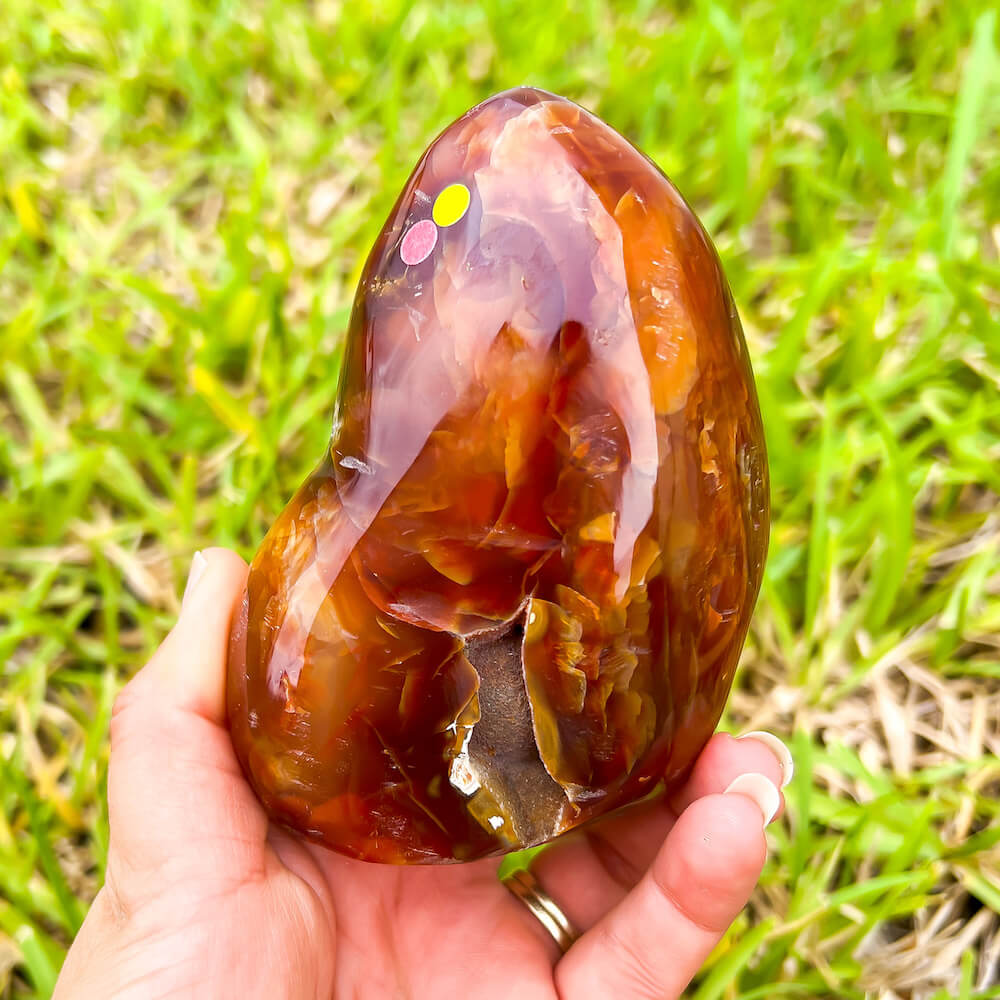 Looking for genuine and stunning Carnelian Free Form - #1 Shop at Magic Crystals for polished cut base carnelian. We only carry 'AAA' Quality Carnelian from India and Madagascar. Carnelian Crystal - Red Crystal - Tower for reiki Healing. Free Standing Crystal, Beautiful Display Crystal.