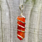 Buy  Orange Carnelian Necklace - Carnelian Gemstone Jewelry, Natural Carnelian Gemstone Single-Terminated Gemstone Points wrapped at Magic Crystals. Shop for carnelian jewelry with FREE SHIPPING AVAILABLE. Carnelian is best for Motivation. Spiral Wire Wrapped necklace. Wire-wrapped Carnelian Stone Necklace.