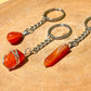 Single Point Carnelian Keychain. Carnelian keychain. Shop at Magic Crystals for Crystal Keychain, Pet Collar Charm, Bag Accessory, natural stone, crystal on the go, keychain charm, gift for her and him. Carnelian is a great for courage. Carnelian Natural Stone Keychain, Crystal Keychain, Carnelian Crystal Key Holder. Yellow gemstone.