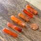 Gemstone Single Point Wand - Carnelian Point. Check out our Jewelry points, Healing Crystals, Bohemian Stones, Pointed Gemstone, Natural Stones, crystal tower, pointed stone, healing pencil stone. Single Terminated Gemstone Mix Crystal Pencil Point Stone, Obelisk Healing Crystals ,Mixed Points, Tower Pencil. Mini Crystal Towers.