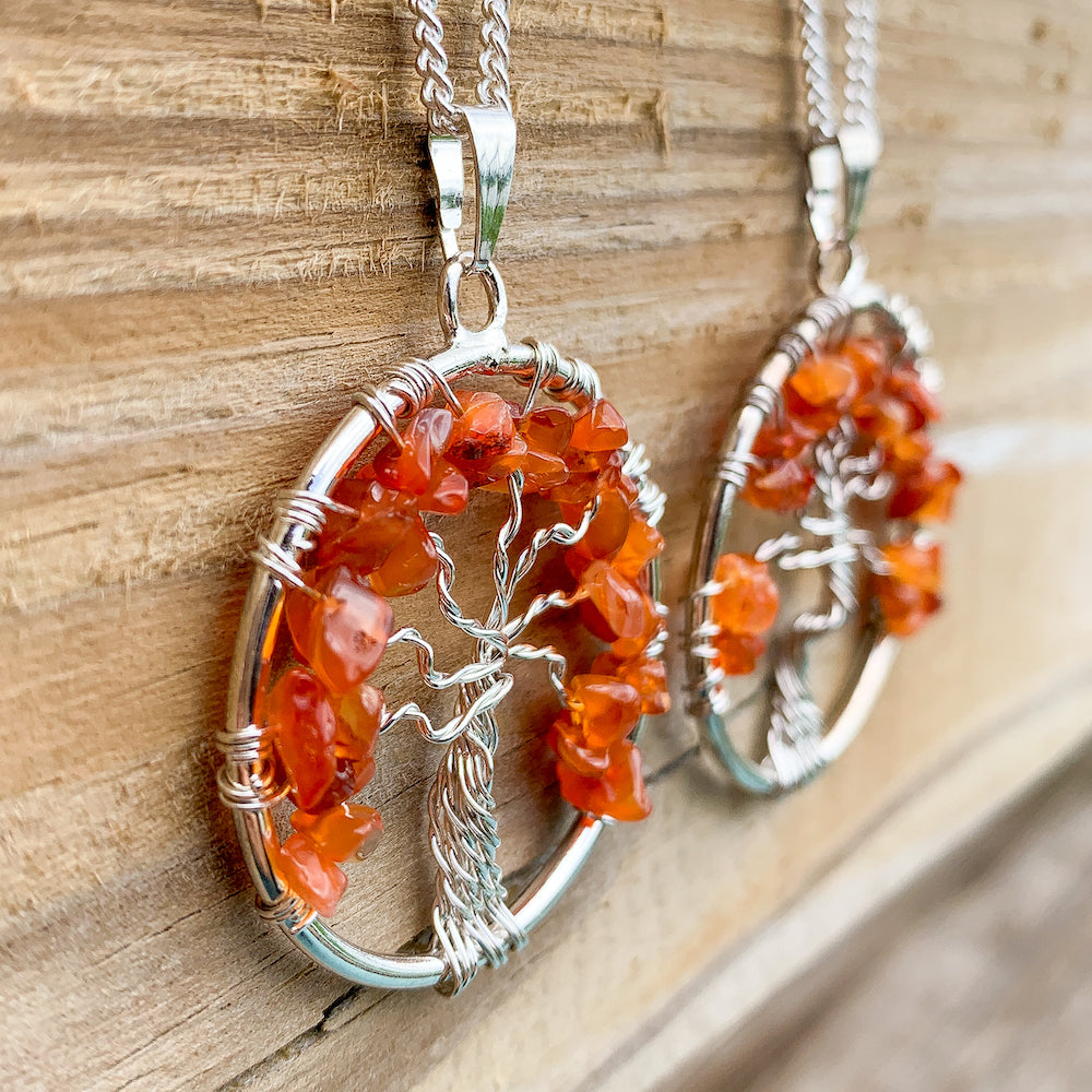 Carnelian Tree Of Life Necklace - Carnelian Jewelry - Magic Crystals
