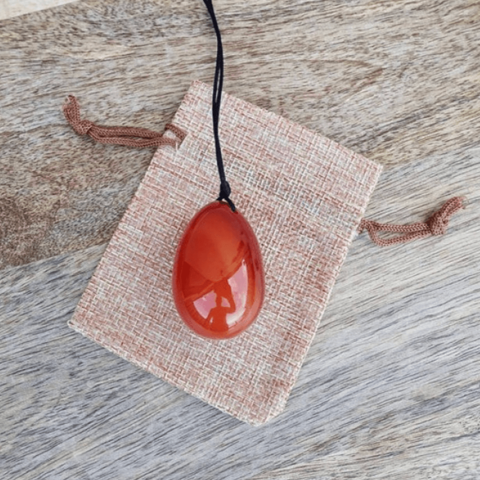 Carnelian Yoni Eggs Set. Free Shipping Available. Buy from Magic Crystals . Yoni Eggs 3-pcs Yoni Eggs Certified  jade eggs, Drilled, with String. Yoni Eggs are highly polished semi-precious gemstones carved especially for the female Yoni (vagina). Natural Yoni Eggs Set - Yoni Eggs drilled.