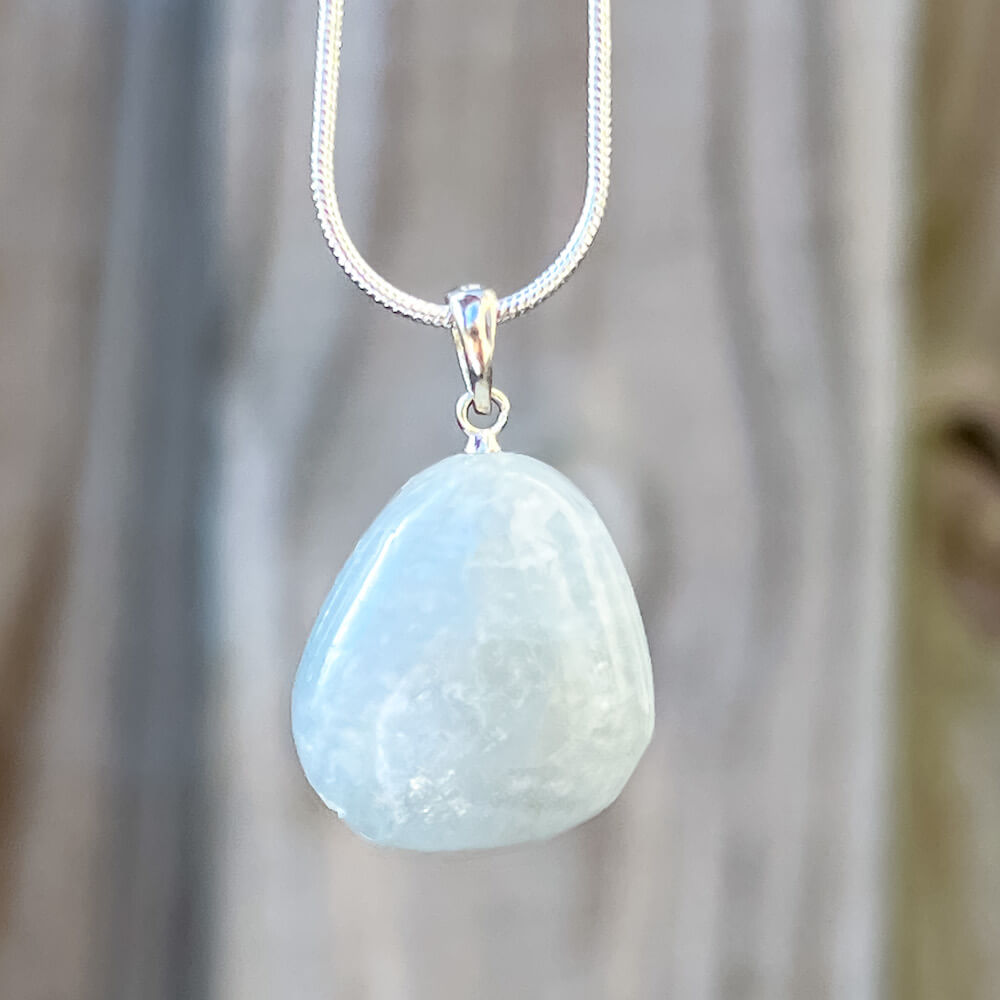 Blue Calcite Crystal Necklace Mini – ElementalFlowCo