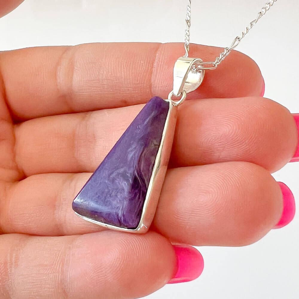 High Quality Charoite Sterling Silver Necklace