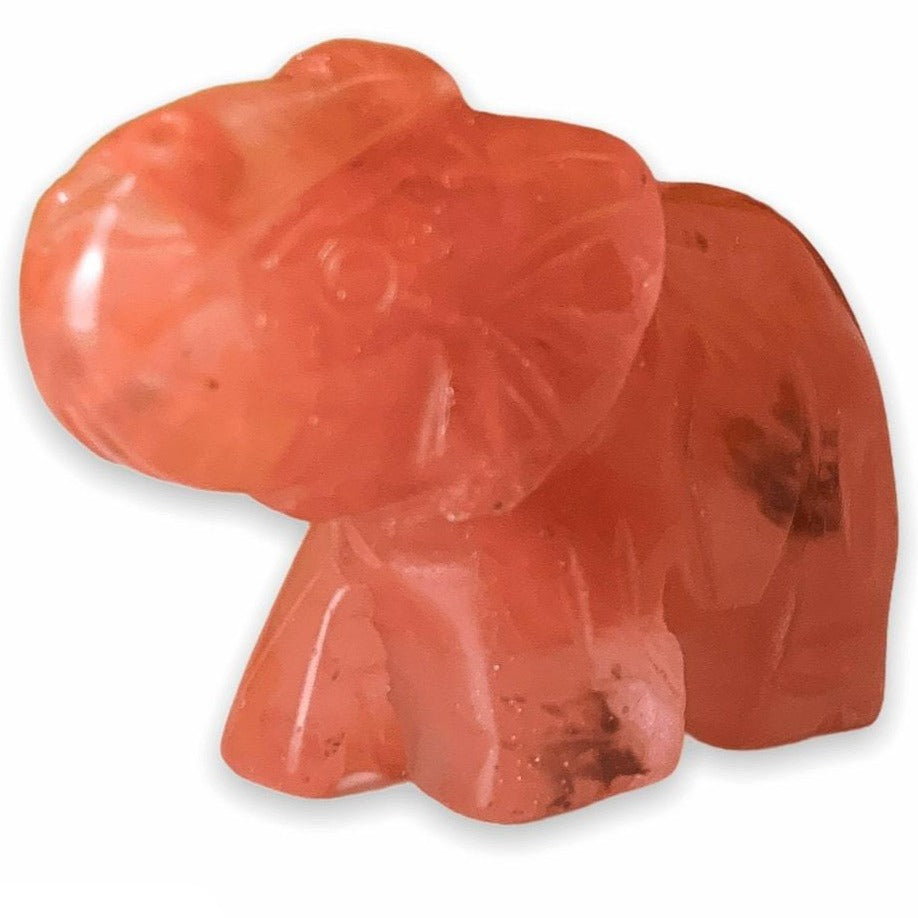 hop for our unique genuine Cherry Quartz, Handmade Natural Crystal Carved, Cherry Quartz elephant, crystal elephant, carved elephant, Quartz Crystal Elephant, Carving for Reiki healing. Cherry Quartz Crystal ELEPHANT Shaped-Stone at Magic Crystals, with FREE SHIPPING available.