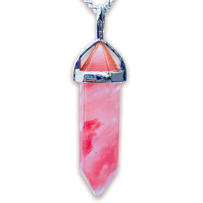 Double Point Gemstone Necklace - Cherry Quartz. Looking for a handmade Crystal Jewelry? Find genuine Double Point Gemstone Necklace when you shop at Magic Crystals. Crystal necklace, for mens and women. Gemstone Point, Healing Crystal Necklace, Layering Necklace, Gemstone Appeal Natural Healing Pendant Necklace. Collar de piedra natural unisex.