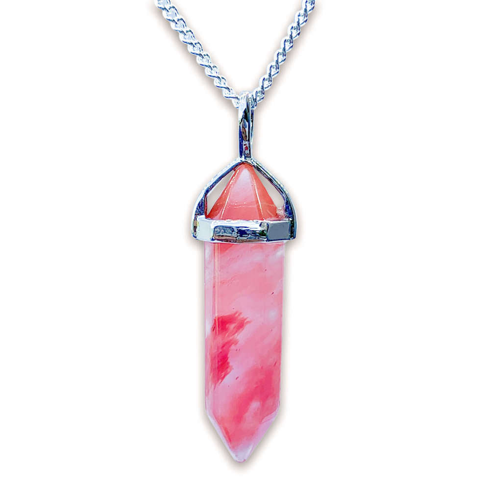 Double Point Gemstone Necklace - Cherry Quartz. Looking for a handmade Crystal Jewelry? Find genuine Double Point Gemstone Necklace when you shop at Magic Crystals. Crystal necklace, for mens and women. Gemstone Point, Healing Crystal Necklace, Layering Necklace, Gemstone Appeal Natural Healing Pendant Necklace. Collar de piedra natural unisex.