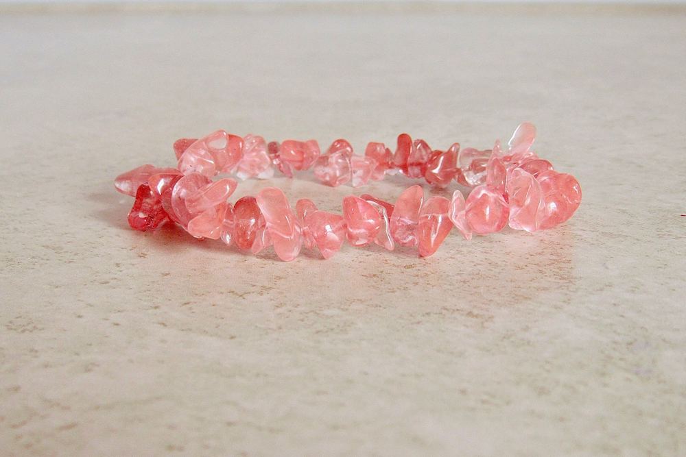 Cherry-Quartz-Raw-Bracelet. Check out our Gemstone Raw Bracelet Stone - Crystal Stone Jewelry. This are the very Best and Unique Handmade items from Magic Crystals. Raw Crystal Bracelet, Gemstone bracelet, Minimalist Crystal Jewelry, Trendy Summer Jewelry, Gift for him and her. 