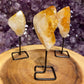 Citrine Point on Stand. Looking for One Rough Citrine Tourmaline Metal Stand, Citrine Chunk on Stand, Point on Stand Pin, Citrine joy, happiness and abundance Stone, Rough Citrine, Raw yellow stones? Shop for our genuine Citrine crystals and gemstones. FREE SHIPPING AVAILABLE!