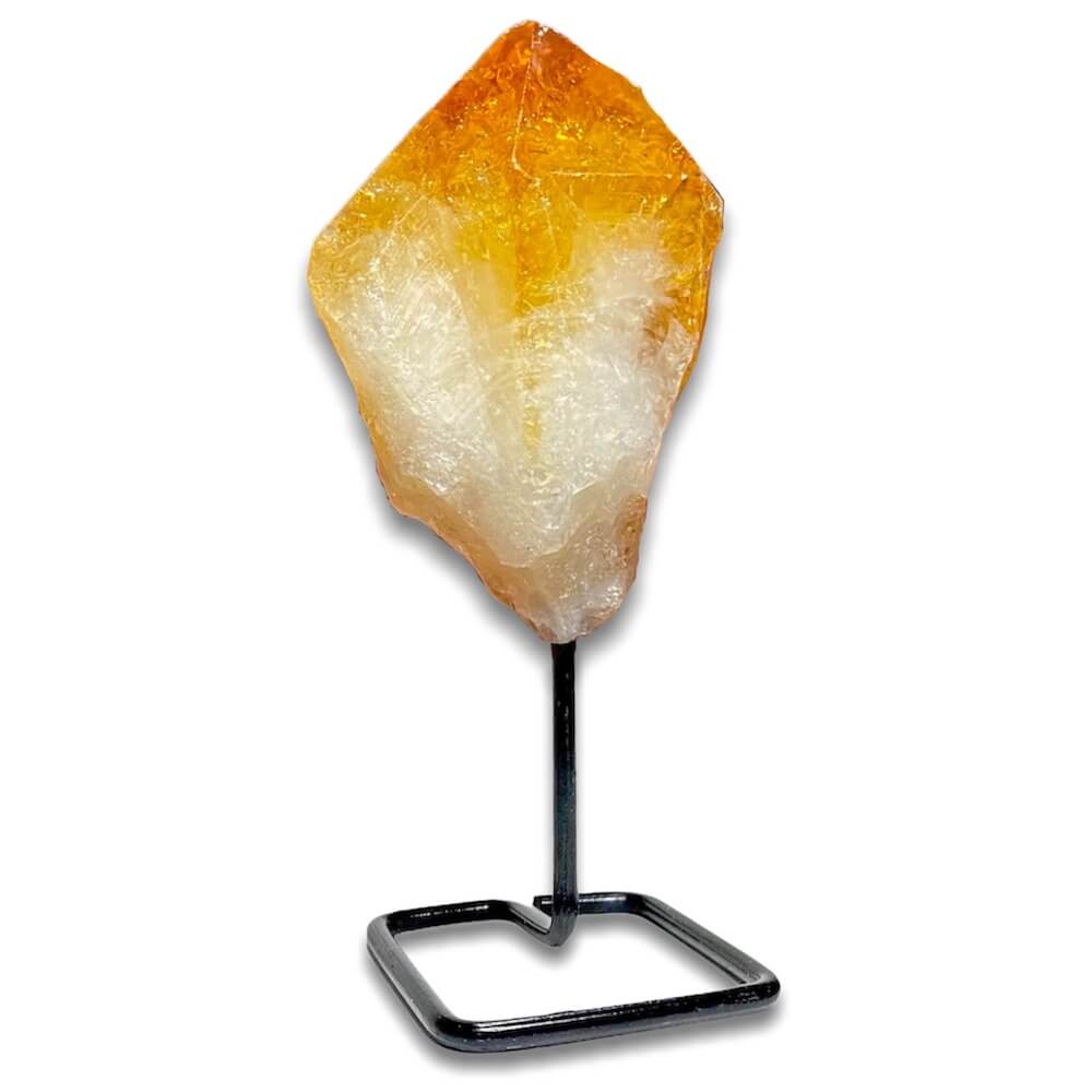Citrine Point on Stand. Looking for One Rough Citrine Tourmaline Metal Stand, Citrine Chunk on Stand, Point on Stand Pin, Citrine joy, happiness and abundance Stone, Rough Citrine, Raw yellow stones? Shop for our genuine Citrine crystals and gemstones. FREE SHIPPING AVAILABLE!