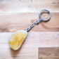 Citrine keychain. Shop at Magic Crystals for Crystal Keychain, Pet Collar Charm, Bag Accessory, natural stone, crystal on the go, keychain charm, gift for her and him. Citrine is a great for abundance. Citrine Natural Stone Keychain, Crystal Keychain, Citrine Crystal Key Holder. Yellow gemstone.