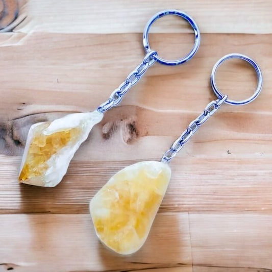 Citrine keychain. Shop at Magic Crystals for Crystal Keychain, Pet Collar Charm, Bag Accessory, natural stone, crystal on the go, keychain charm, gift for her and him. Citrine is a great for abundance. Citrine Natural Stone Keychain, Crystal Keychain, Citrine Crystal Key Holder. Yellow gemstone.
