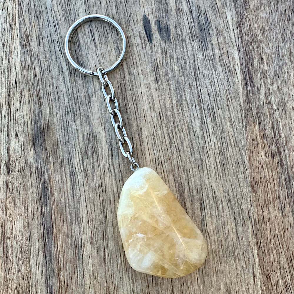 Citrine Tumbled Stone Keychain - Crystal Jewelry - Magic Crystals