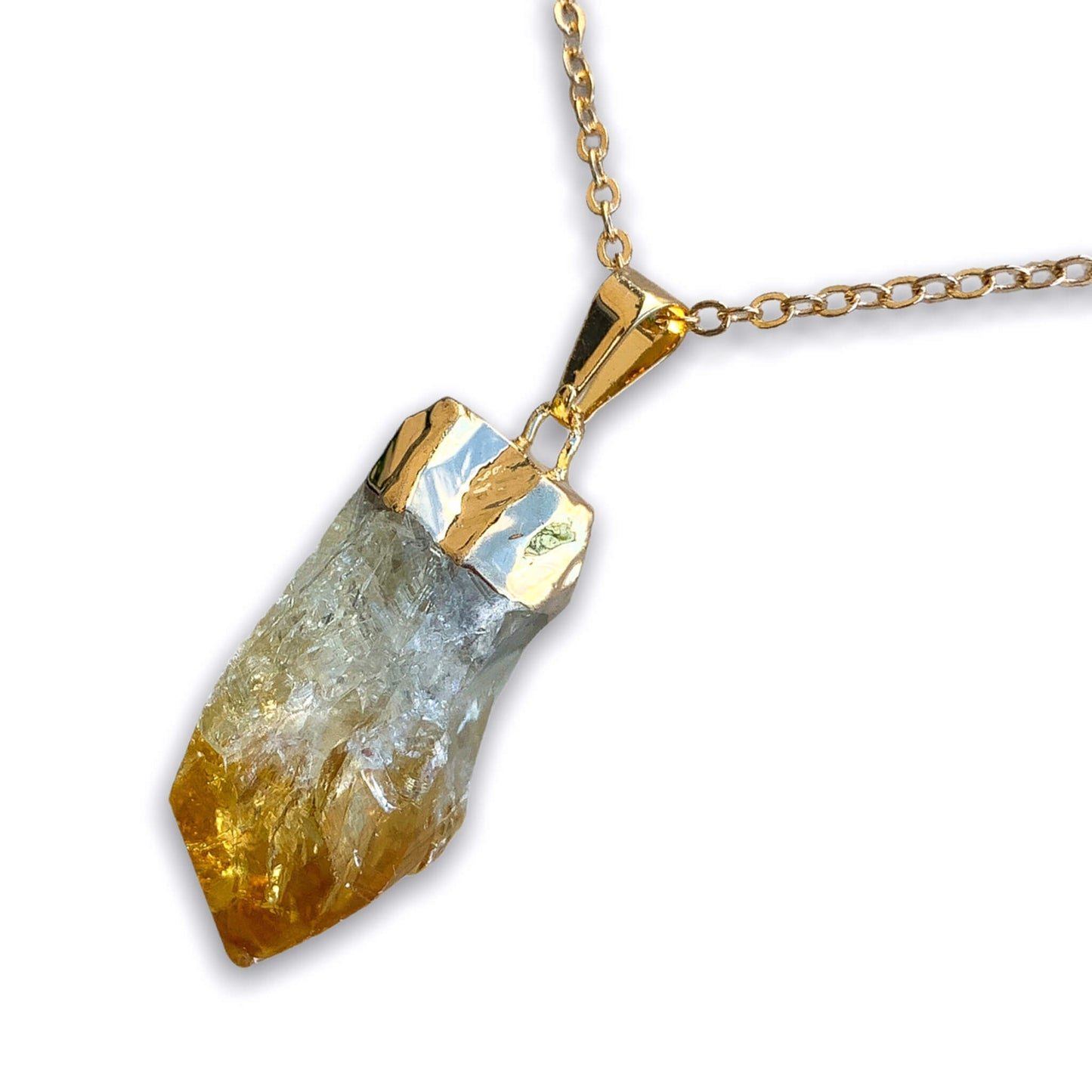 Citrine Stone Single Point Pendant Crystal Necklace - Magic Crystals - Stone Necklace