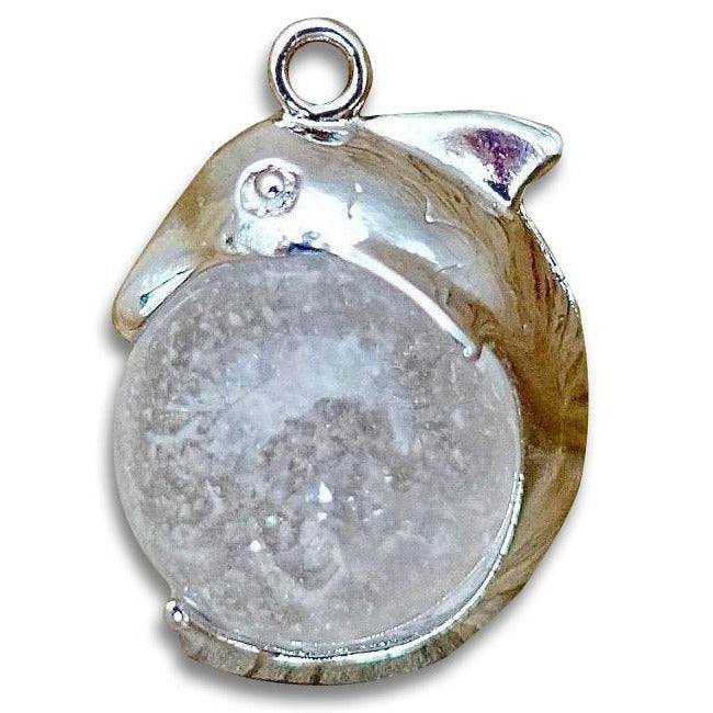    Clear-Quartz-Sphere-Dolphin-Pendant-Necklace. Dolphin Necklace - Elegant Ocean-Themed Jewelry for Women Dolphin Charm Necklace at Magic Crystals. Boho Style Jewelry with Natural Gemstones. Stone Carved Dolphin Necklace Pendant, Beach Surf Ocean Boho Gemstone Whale Fairtrade Gift. These beautiful stone necklaces are all hand carved.