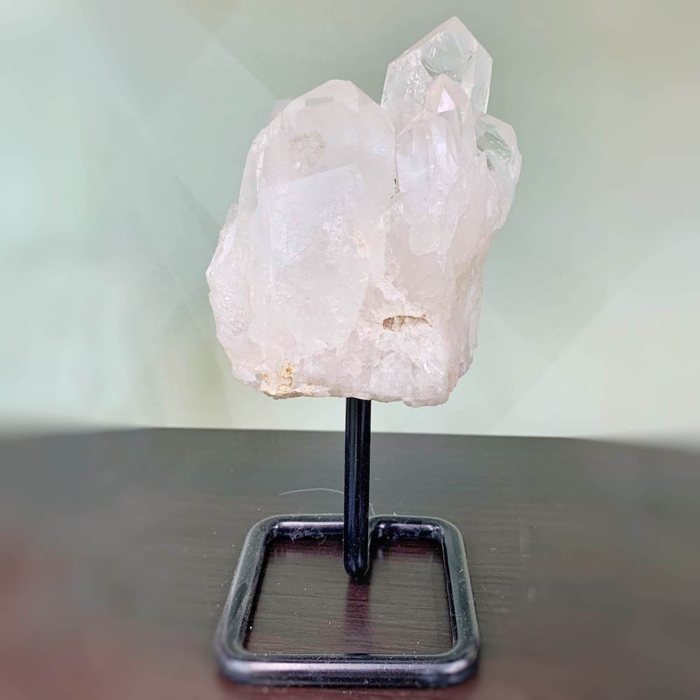 Druzy Clear Crystal Quartz  on a stand #B