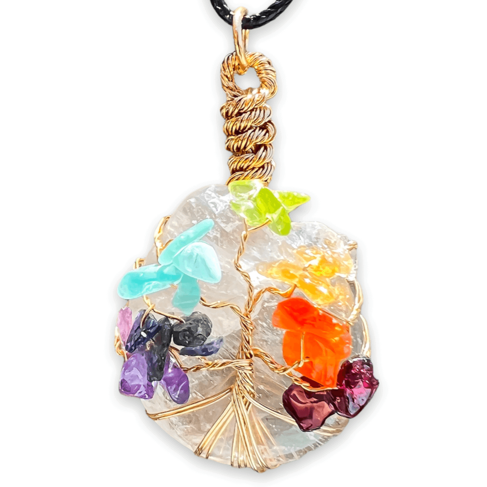    Clear-Quartz-Tree-Of-Life-Chakra-Of-Life-Chakra.Looking for a gift for mother/her, tree of life necklace, stone necklace, pendant? Shop at Magic Crystals for a 7 Chakra Tree Of Life Drop Necklace. 7 Chakra necklaces, and seven chakras jewelry pieces. Handmade Natural Amethyst Crystal. Amethyst Drop shape, teardrop, Protection Necklaces.