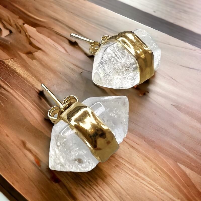 Natural Double Terminated Stud Gemstone Earrings