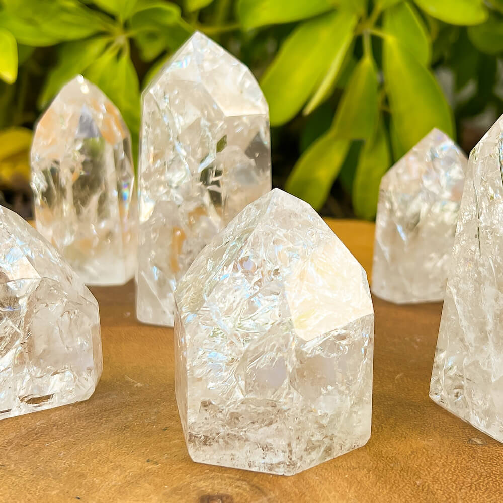 Shop from Magic Crystals for Crackle Quartz Tower with Rainbows - Crackled Tower. Crackle Quartz Point, Fire and Ice Quartz Tower, Ultra Clear With Tons Of Rainbows. Beautiful Natural Fire & Ice Quartz Crackle Quartz Tower Point, Water Flow Clear Quartz with Rainbow, Clear Quartz Tower, Chakra Stone. Free Shipping.
