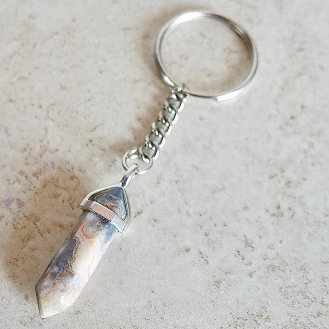 Crazy Lace Agate Keychain. Crazy Lace Agate Meaning, it’s that it’s a happiness stone! Crazy Lace Agate Double Point Keychain at Magic Crystals. Shop with free shipping available. We carry a wide variety of cat eyes keychains, gemstones, bracelets, earrings and handmade jewelry.