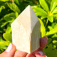 Cream moonstone Power Point - Looking for a Polished Point - Stone Points - Crystal Points - Power Point - Crystal Point Large - Crystal Point Tower - Stone Point? MagicCrystals.com has a wide variety of crystal points to power you grid!. These are used as an Alter Crystal Tower.  Magic Crystals offers free shipping! Crystal Grid Point