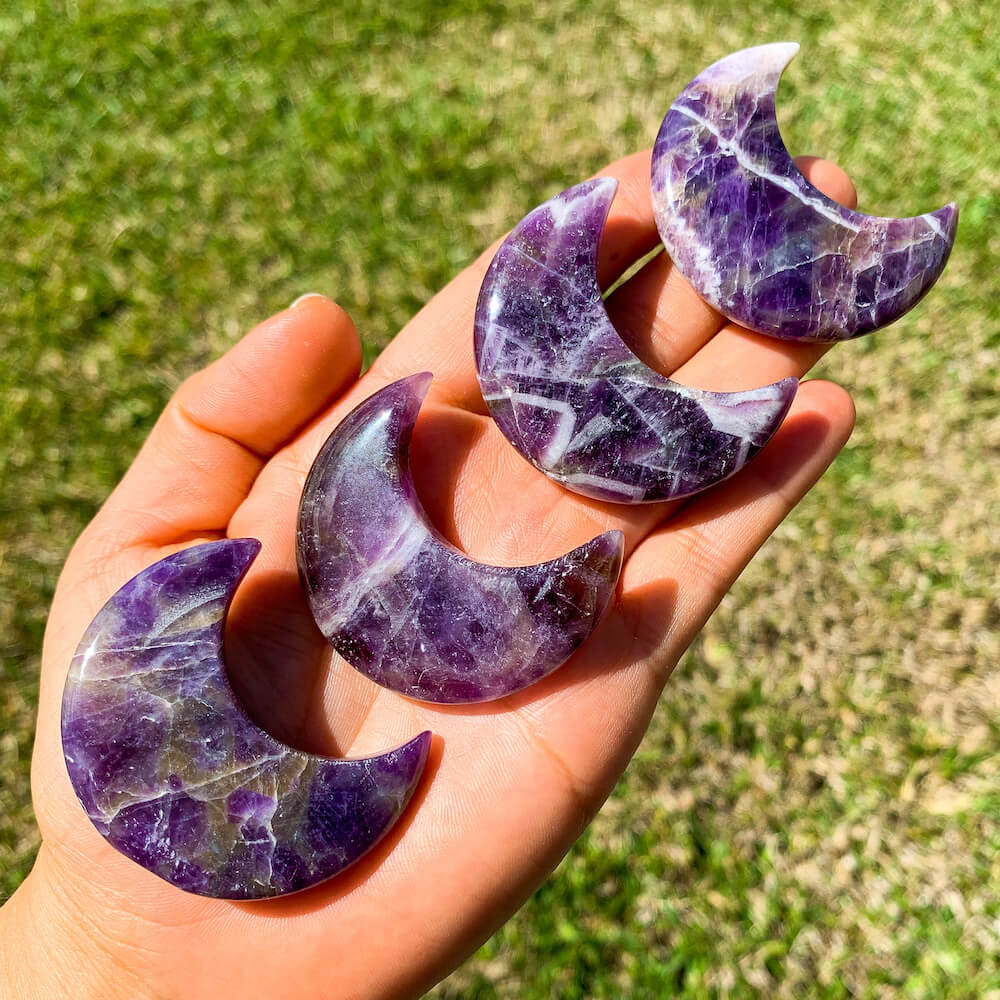 Looking for Carved Gemstone? Shop at Magic Crystals for Purple Amethyst Moon Shape, Amethyst Carving Gemstone Healing Stone Moon Shape, Crystal Metaphysical Glass Carving Gemstone for Jewelry. FREE SHIPPING available.