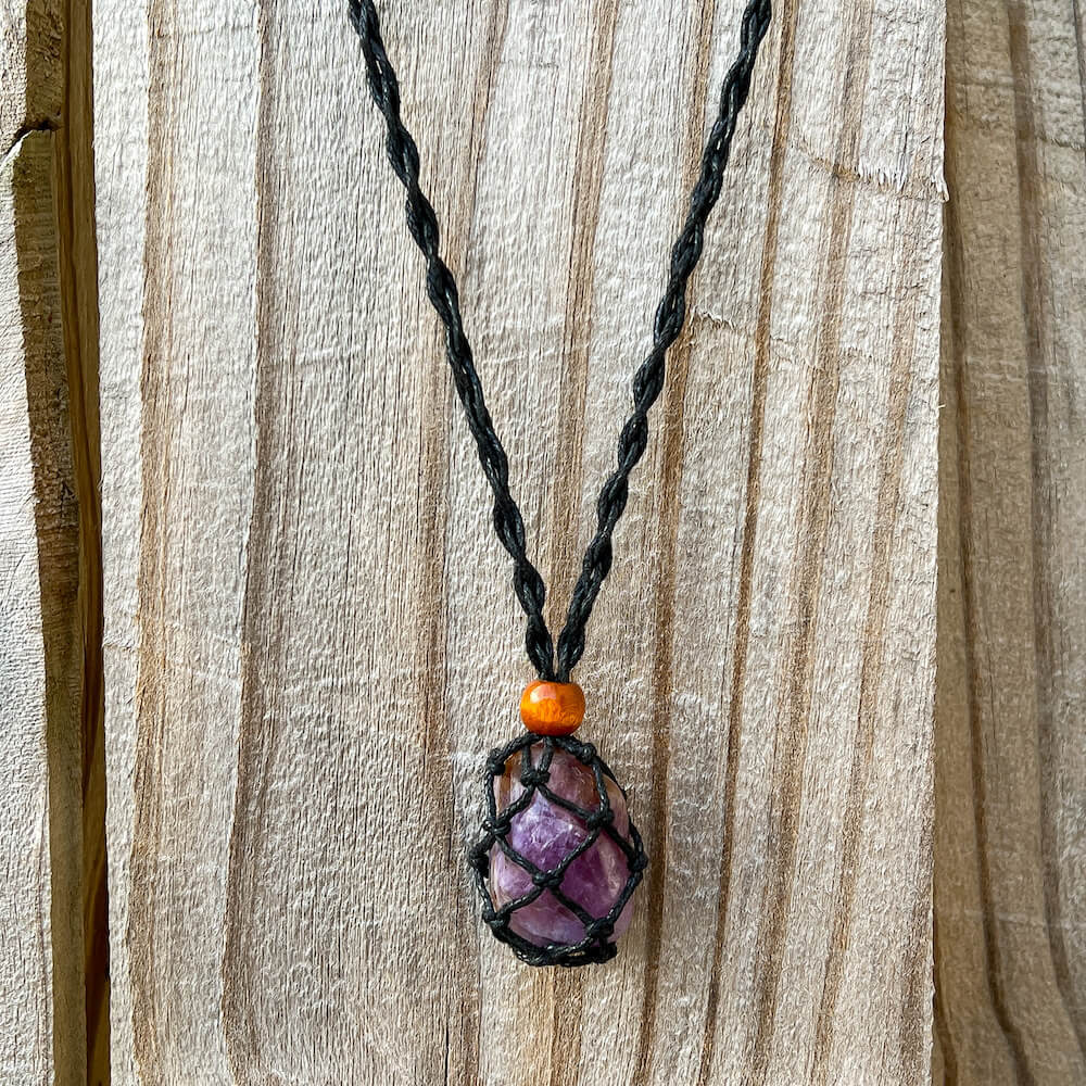 Macrame Necklace with Crystal Gem Stone Cage Holder - MAKE Collectives