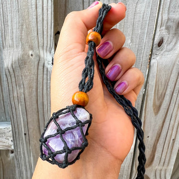 Crystal Necklace Hemp Wrapped Stone Stone Wrap Diy Macrame Crystal