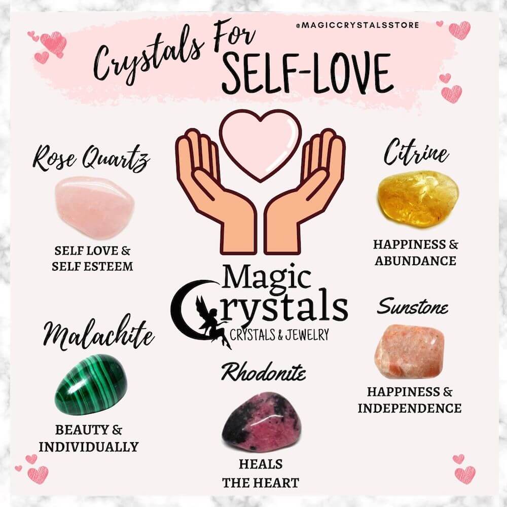 Shop for Crystals For Self Love, Crystal Healing, Love Crystals at Magic Crystals. Magiccrystals.com made up of several uniquely paired gemstones that resonate strongly with the energy and vibration of love, friendship, self-esteem. FREE SHIPPING available.