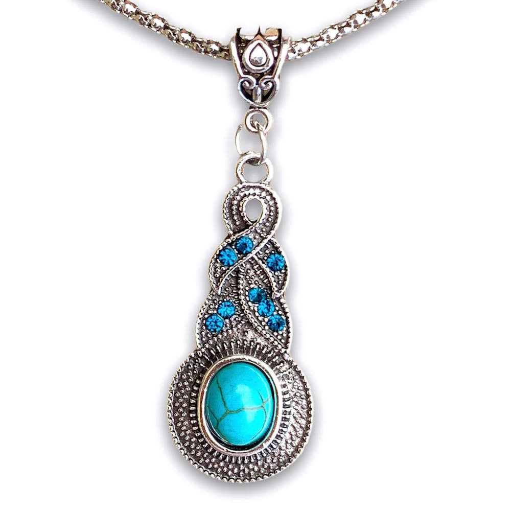 Women's Turquoise Statement Necklace - Water Drop Necklace - Magic Crystals - stone necklace