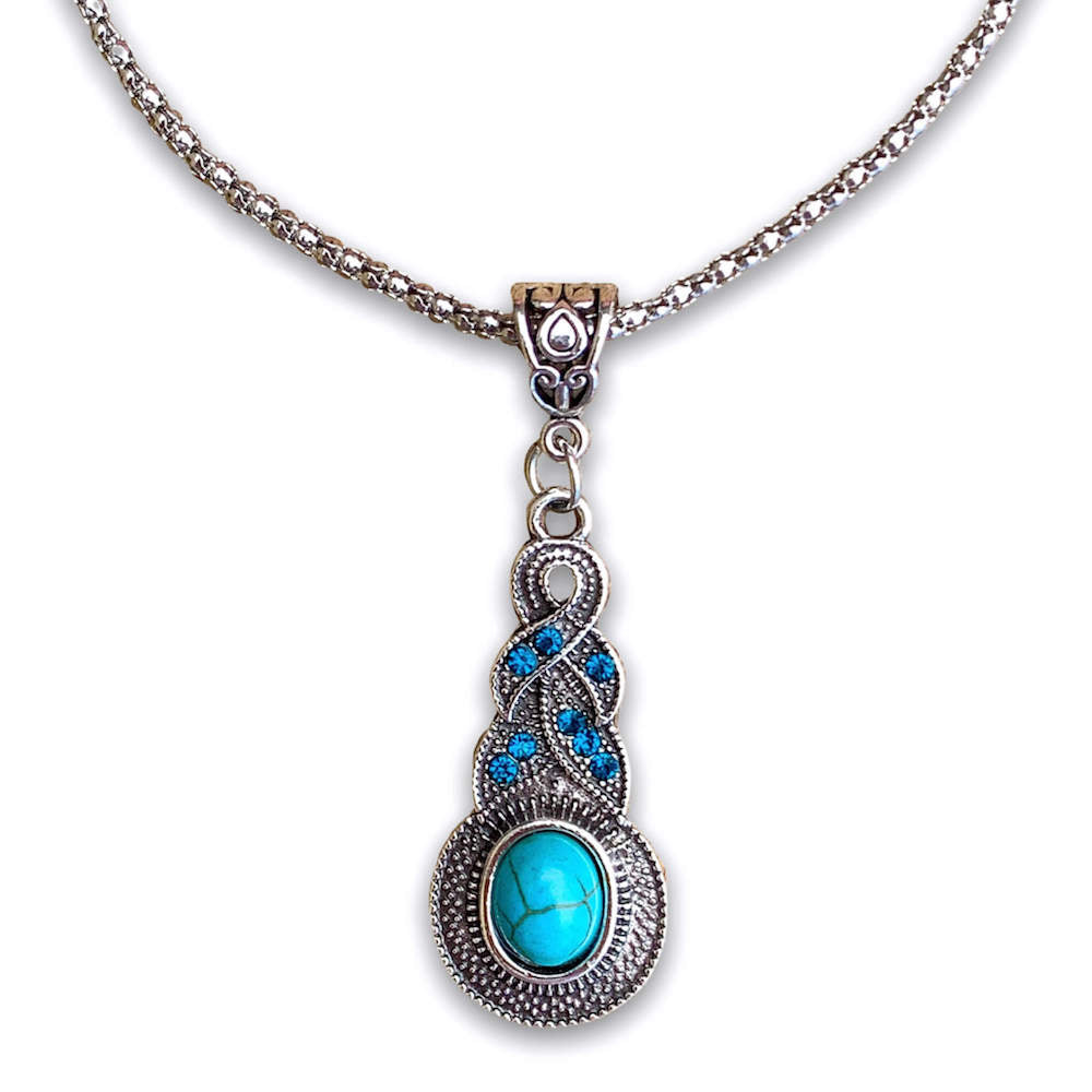 Women's Turquoise Statement Necklace - Water Drop Necklace - Magic Crystals - stone necklace
