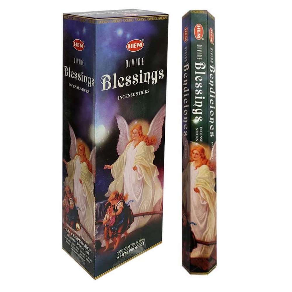 Shop for HEM Divine Blessings Incense Sticks Natural Fragrance - Divino Bendiciones Incienso at Magic Crystals. Free Shipping Available. 6 tubes of 20 sticks, 120 sticks total. Quality Incense. Hem is known throughout the world for producing traditional incenses made from quality woods, flowers, resins, and essential oils.