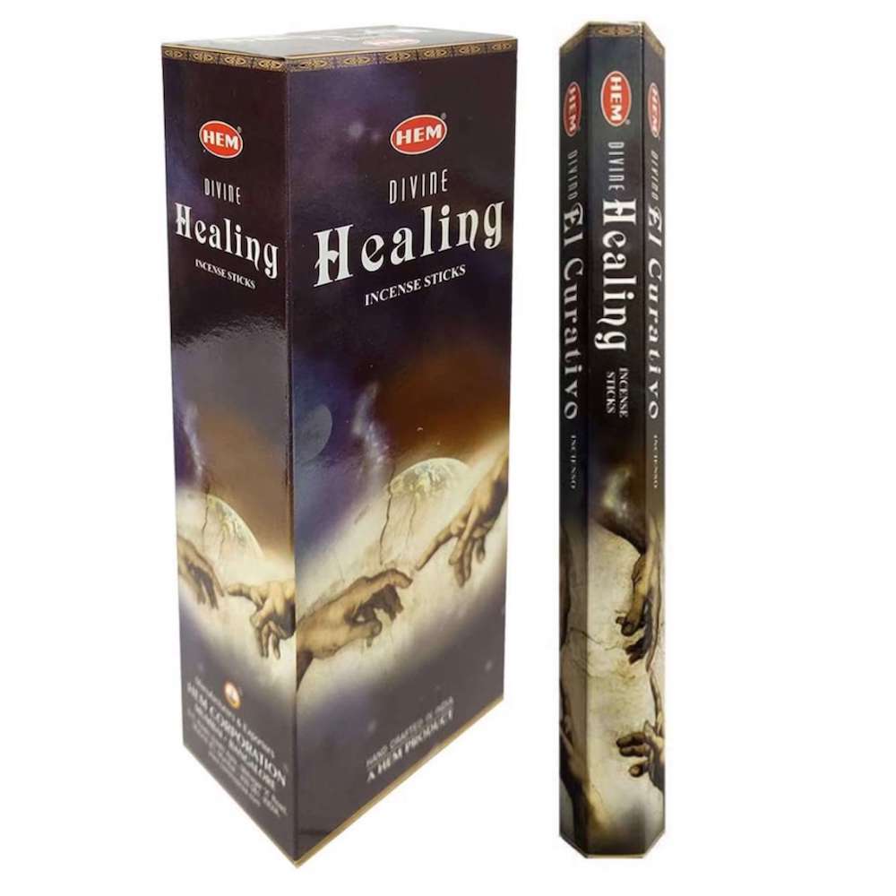 Divine Healing Incense Sticks Natural Essence at Magic Crystals. Origin: India Each box comes in 6 tubes of 20 sticks each. HEM is world famous for its traditional incense made from select woods, resins, florals and fine essential oils.
