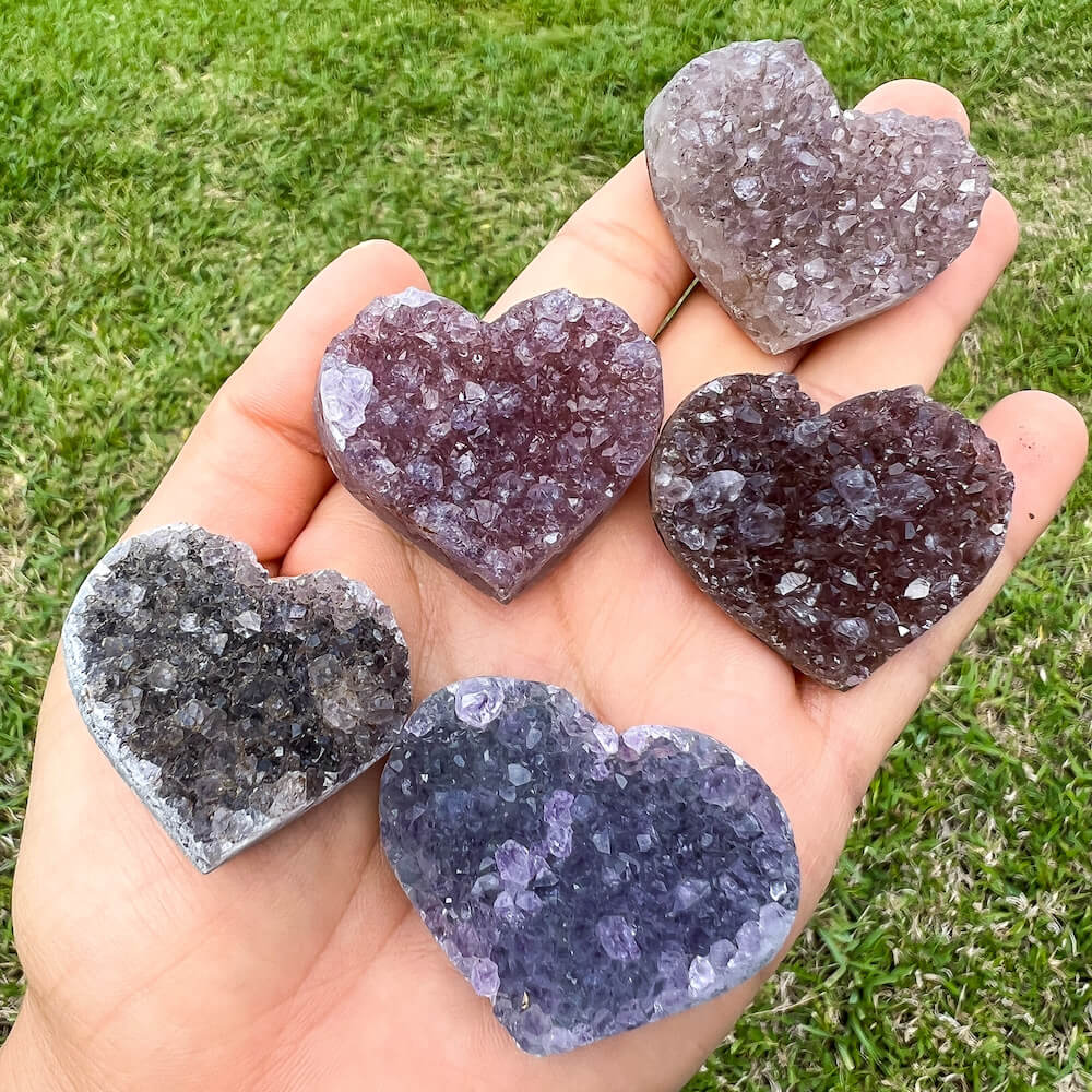 Buy Raw Amethyst Druzy Heart Stone, Amethyst Crystal, Natural Crystal at Magic Crystals. This gemstone is a February Birthstone perfect for Third Eye Chakra and Crown. Druzy Amethyst Heart, 1 piece. crystal cluster. purple stone heart and heart-shaped polished gem. Perfect for Christmas gift and valentines day present.