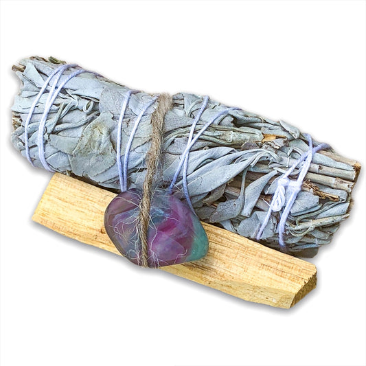 Looking for, where can I buy White Sage, Palo Santo sticks, and Fluorite? Shop at Magic Crystals for Fluorite Smudge Bundle - Palo Santo, Sage - Fluorite - Space Clearing - Home Cleansing Kit - Neutralizes Negative Energy & Stress Smudge Bundle - Meditation. Smudging for Cleansing and Clearing Your Home, Clearing Nega…