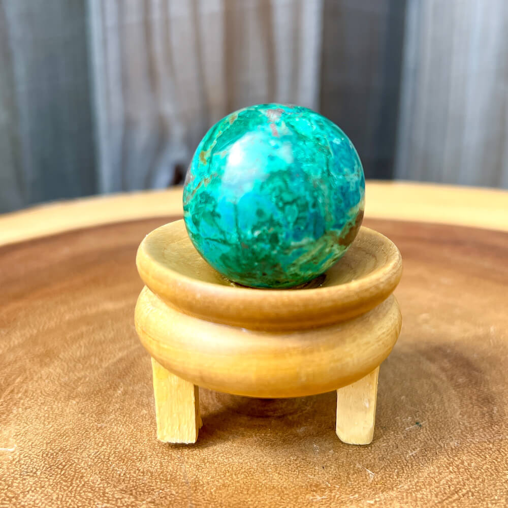 Looking for Genuine Chrysocolla Carving - C? Shop at Magic Crystals for Genuine Malachite on Chrysocolla Sphere - Malachite and Chrysocolla Carved Sphere - Malachite and Chrysocolla from Peru, Chrysocolla polished sphere, Natural Stone Beautiful Quality Polished Malachite, Chrysocolla Gemstone.