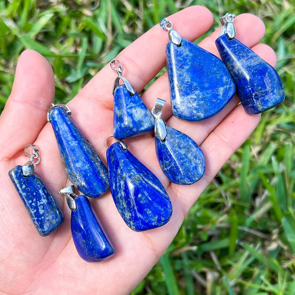Grade A - Genuine Lapis Lazuli Stone Free Form Necklace