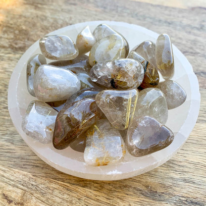 Buy Gold Rutilated Quartz Tumbled Stone - Gold Rutile crystals - Choose how many stones, Singles, or Bulk at Magic Crystals. FREE SHIPPING Crystal Gift, Gift, Gift for Friends, Gift for sister, Gift for Crystals Lovers at Magic Crystals. Golden rutile Quartz is known to aid in clarity, well-being, and willpower. 