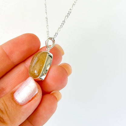 Golden Rutilated Quartz Sterling Silver Necklace