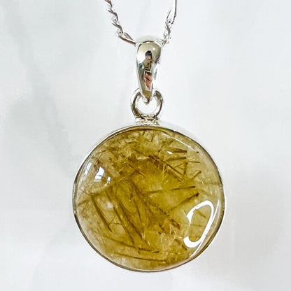 Golden Rutilated Quartz Sterling Silver Necklace