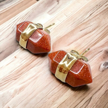 Natural Double Terminated Stud Gemstone Earrings