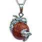 Goldstone Sphere Dragon Pendant Necklace - Dragon Necklace - Magic Crystals