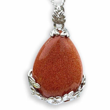 Goldstone-Flower-Drop-Necklace. Natural Crystal Drop Flower Necklace, Flower Jewelry. Amazingly versatile, Quartz jewelry to accent any outfit. Check out our CNatural Crystal Necklace,Healing Crystal Necklace selection. Gemstone Necklaces Free Shipping available. Your Online Necklaces Store! Handmade Women Energy Necklace,Crystal Gift Necklace.